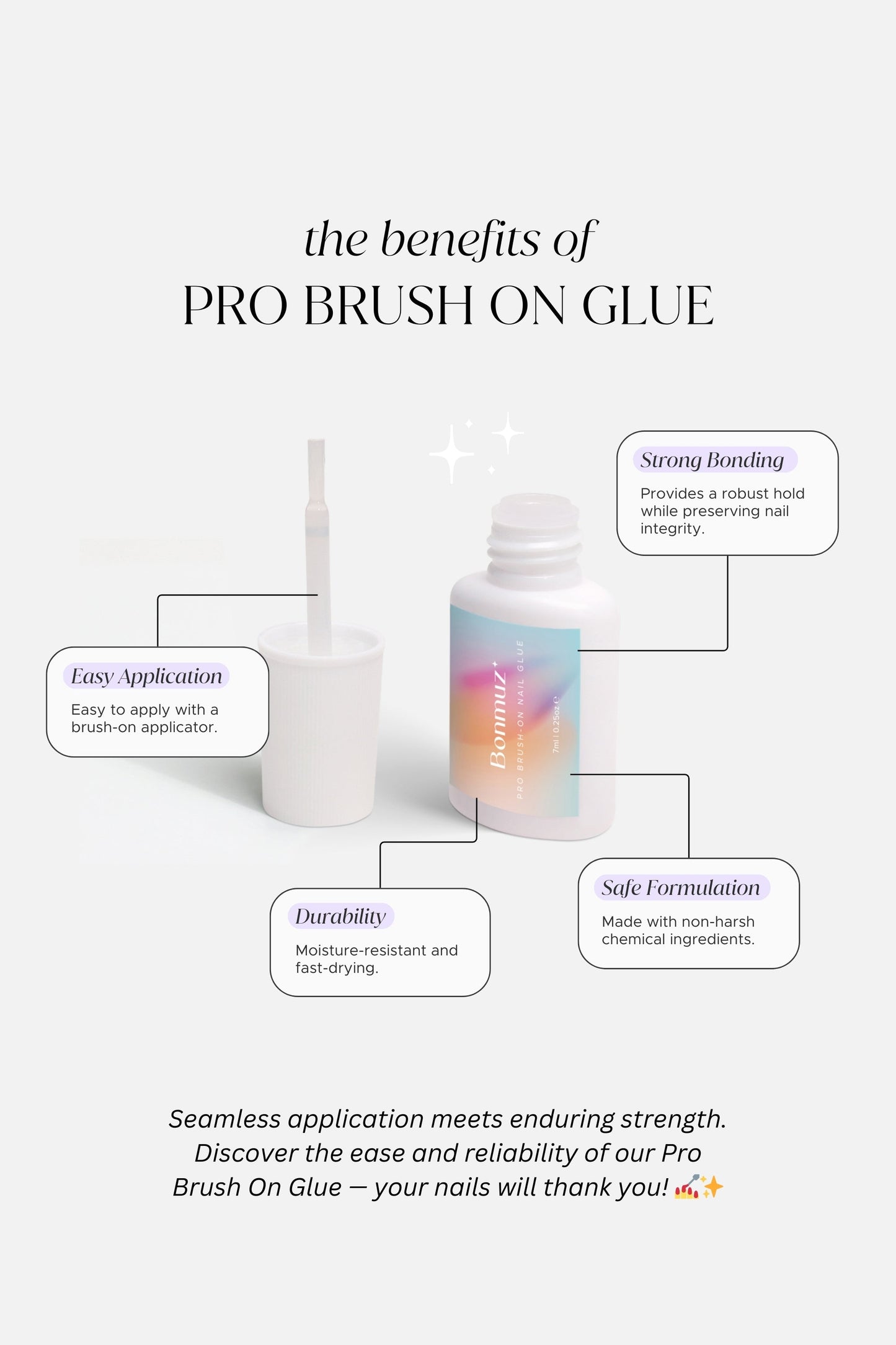 Bonmuz - Pro Brush-On Nail Glue
