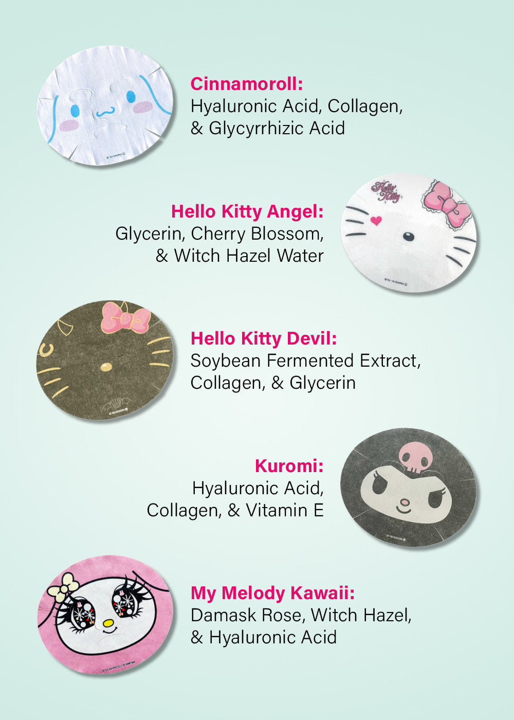 ASUNAROSYA Sanrio Narikiri Face Mask