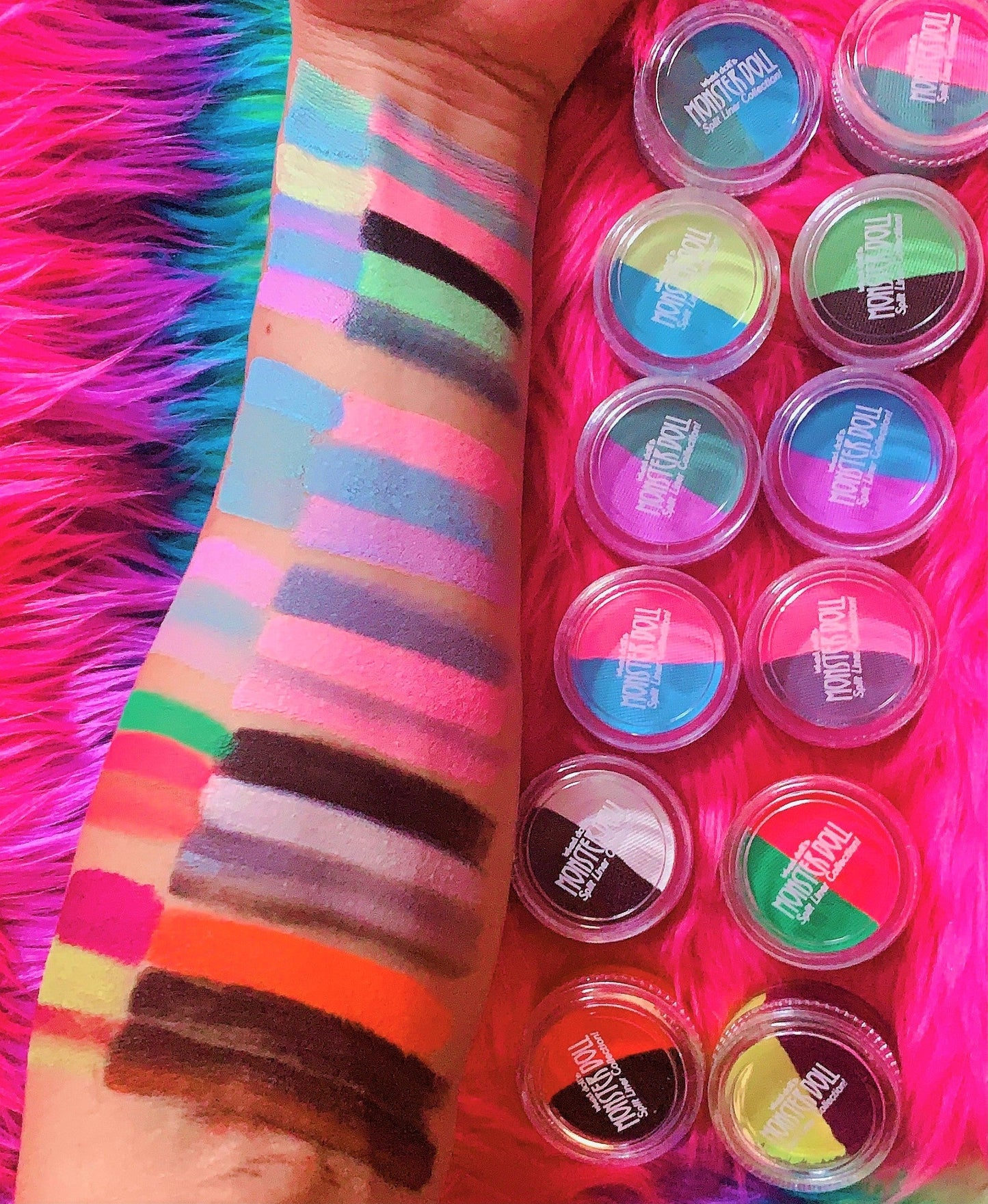 Inked Doll Cosmetics - (HUGE!) Monster Doll RIVER STYXX *UV Neon Pastel* SPLIT LINER/FACE/BODY PAINT
