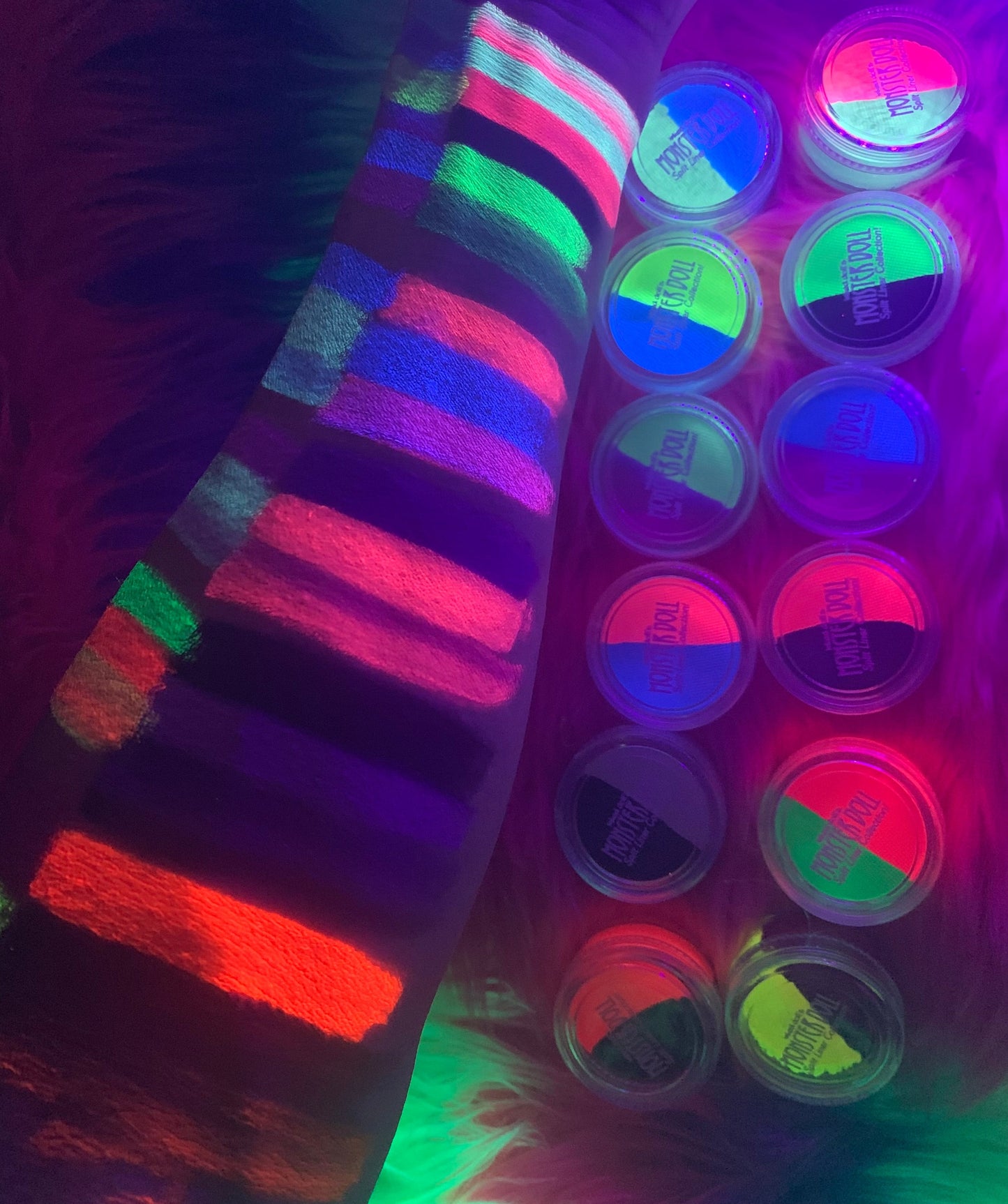 Inked Doll Cosmetics - (HUGE!) Monster Doll MOANICA D'KAY *UV Neon Pastel* SPLIT LINER/FACE/BODY PAINT