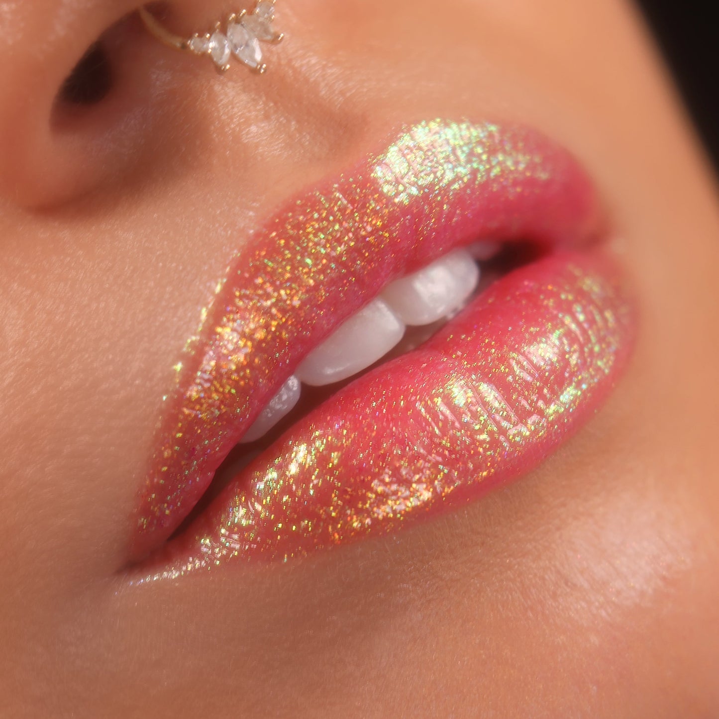 Luna Chroma Gloss (Light Pink/Gold) - Multichrome Lip Gloss - Glisten Cosmetics