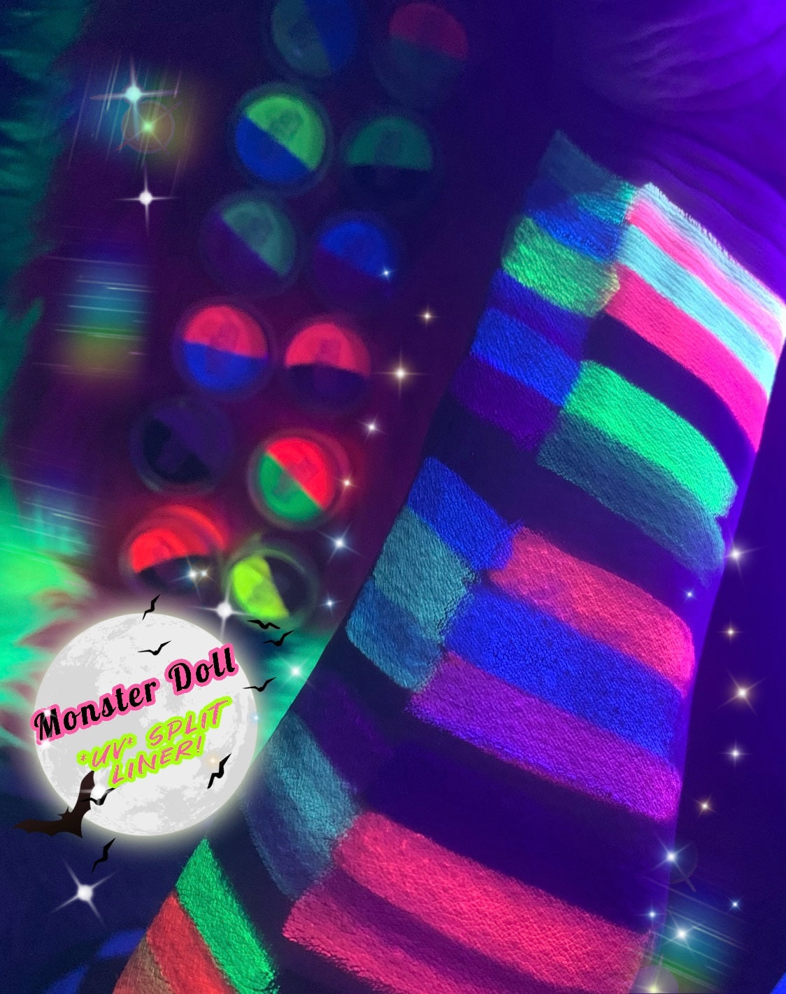 Inked Doll Cosmetics - (HUGE!) Monster Doll TWYLA *UV Neon Pastel* SPLIT LINER/FACE/BODY PAINT