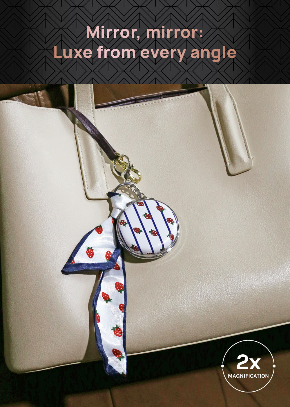 AOA Pro Double-Sided Compact Mirror – Striped Keychain