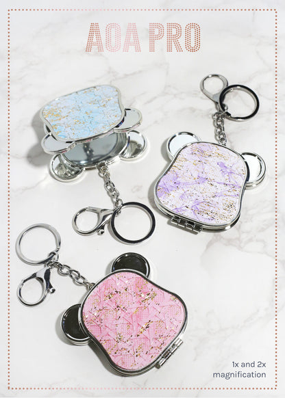 AOA Pro Double-Sided Compact Mirror – Bear Keychain