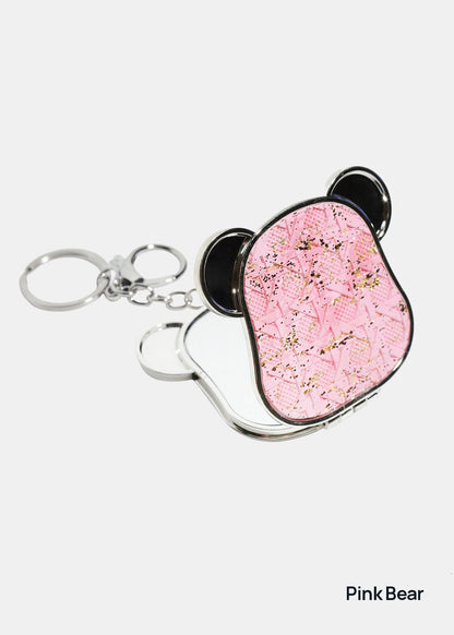AOA Pro Double-Sided Compact Mirror – Bear Keychain