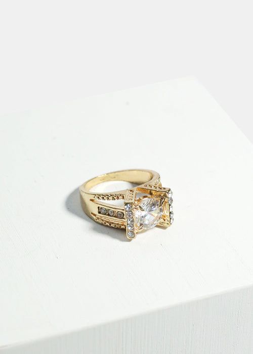 Gemstone & Rhinestone-Studded Ring