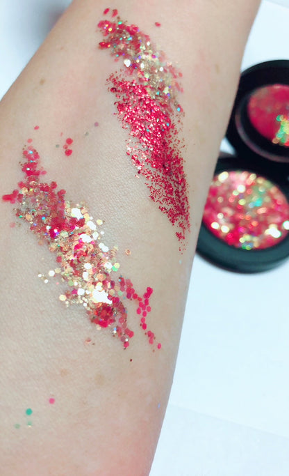 Inked Doll Cosmetics - "RED DRAGON !" Single Pressed Glitter Palette