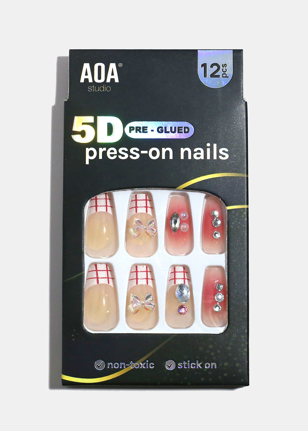 AOA Studio Sweet Picnic Bow 5D Pre-Glued Press-On Nails