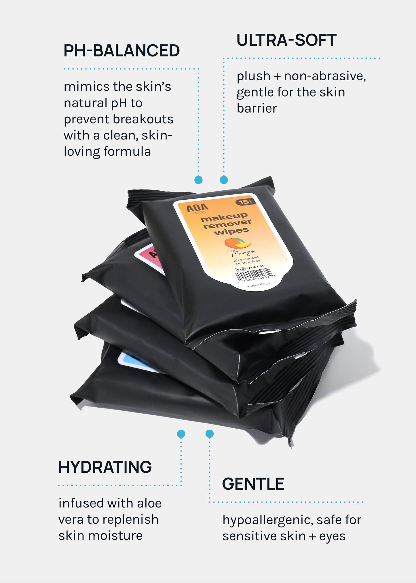AOA Makeup Remover Wipes - Mango