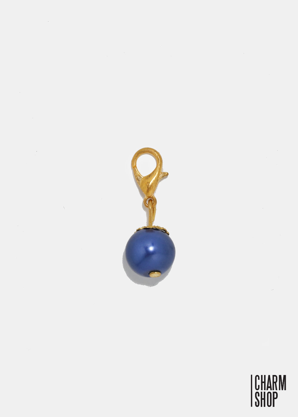 Gold Tone Navy Pearl Dangle Charm
